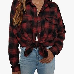 Black and Red Plaid Button Down